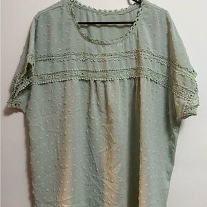 Elegant‎ Women's Blouse with Lace Detail in Light Green